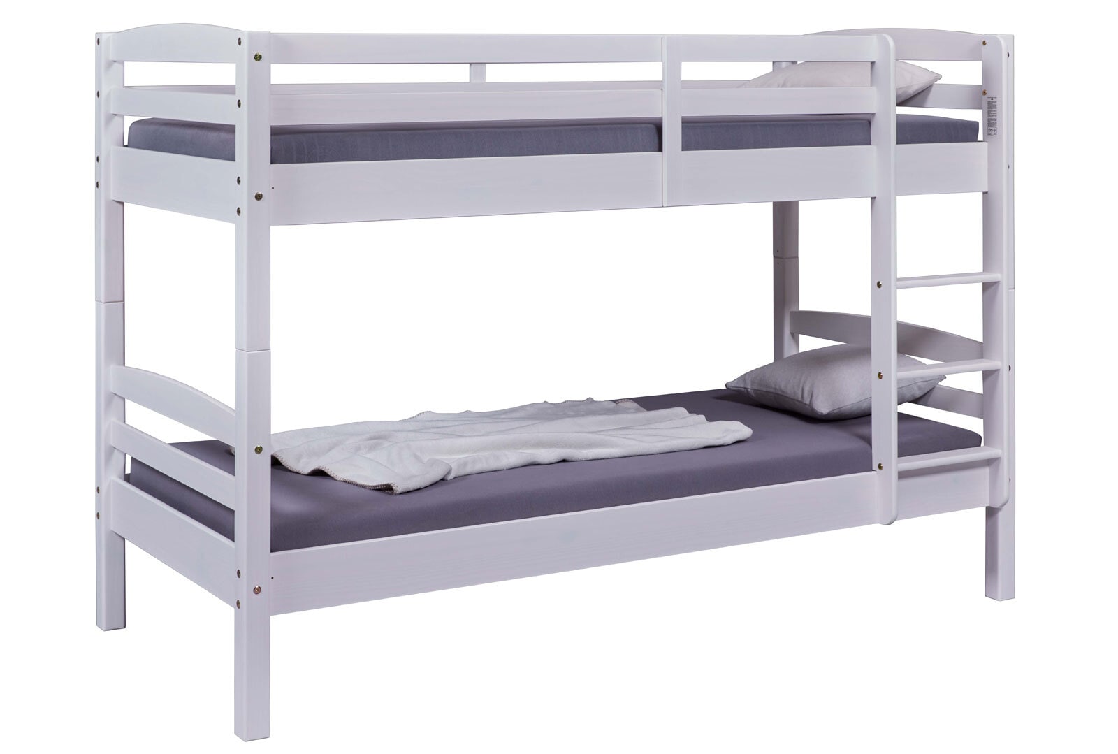 Etagenbett Nikolaus 90 x 190 cm Kiefer massiv weiß lackiert