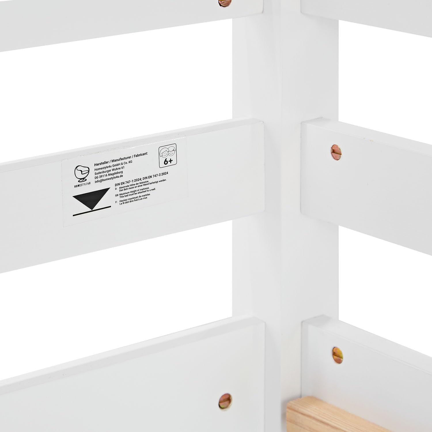 Homestyle4u Hochbett 90x200 Weiß Holz mit Treppe für Kinder Kinderbett mit Rausfallschutz Jugendbett Etagenbett Kiefer Massivholz | Artikel 1433