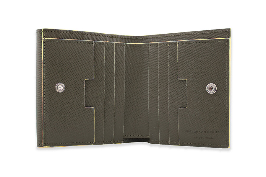 Stair wallet olive Saffiano