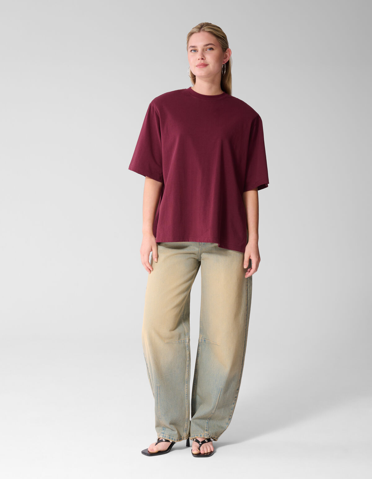 Split T-shirt Donkerrood