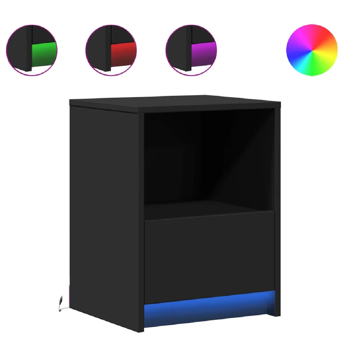 VIDAXL Armoires de Chevet et LED 2 pcs Noir