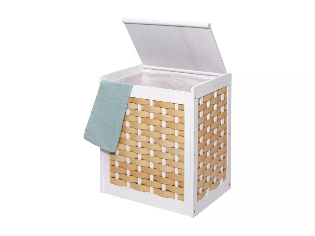 Panier à linge bac bois blanche 51 x 35 x 61 cm 04_0003751