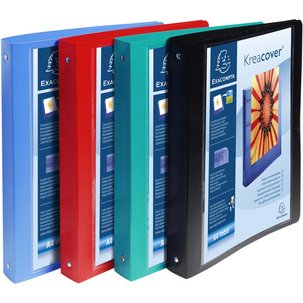 Classeur 4 anneaux plastifié Exacompta Kreacover® personnalisable A4 maxi - Dos 4 cm couleurs assorties