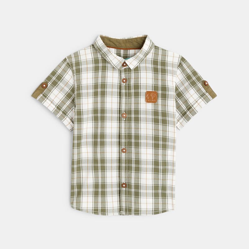 Chemise à carreaux boutonnée orange bébé garçon Orange