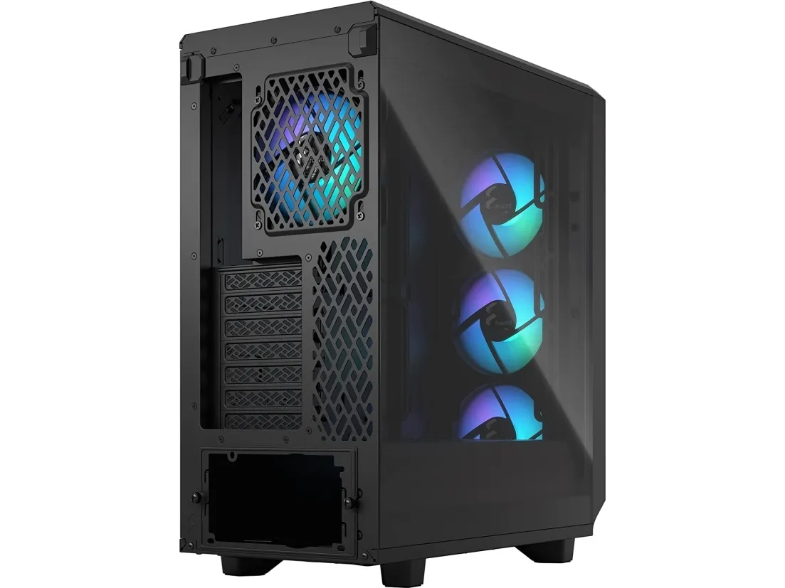 Fractal Design Meshify 2 Compact Lite - Mid tower - ATX - sidepanel med vindue (hærdet glas) - ingen strømforsyning (ATX) - sort TG-lystone - USB/Lyd