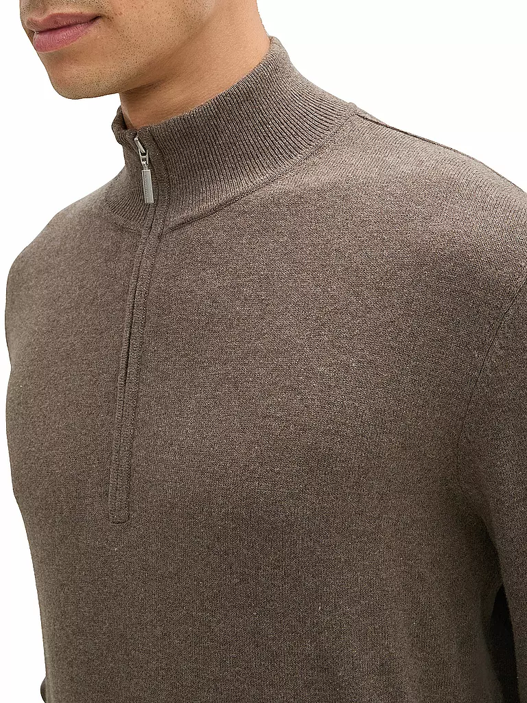 TOM TAILOR Troyer Pullover braun