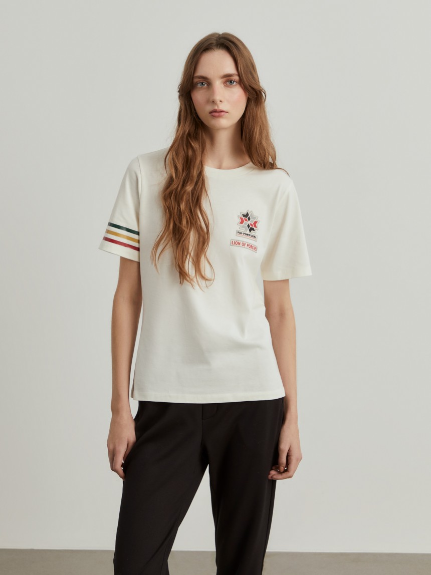 T-shirt feminina de algodão Lion x FDI