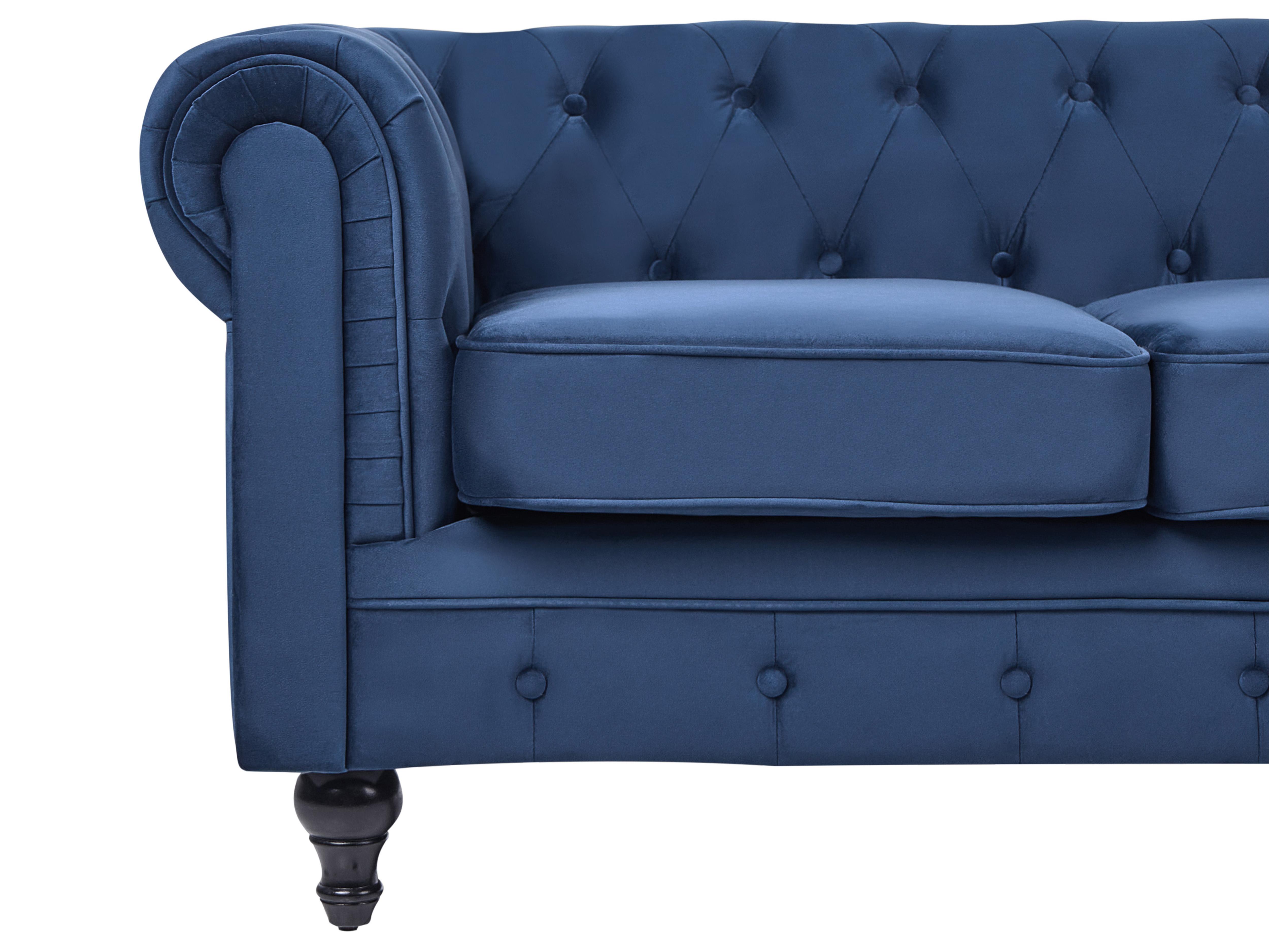 Bank 3-zits CHESTERFIELD Fluweel Marineblauw