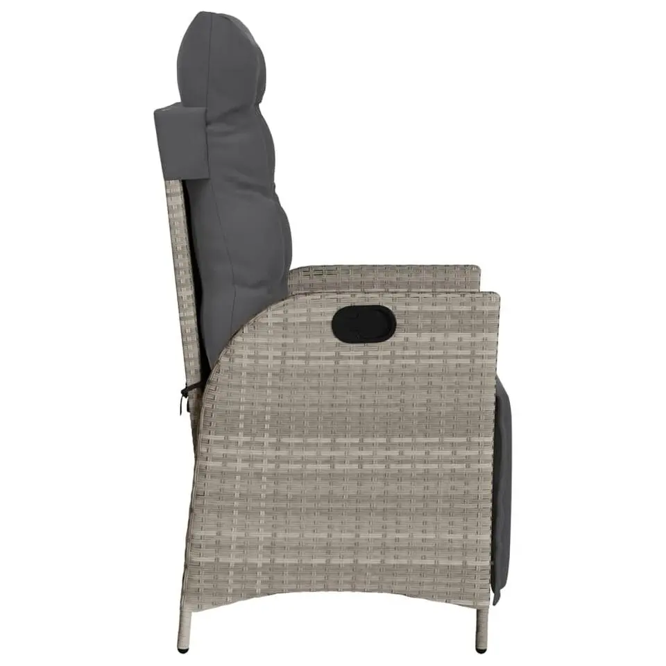 vidaXL - Verstelbare tuinstoelen - Voetensteun - Grijs - Poly rattan - 2 stuks