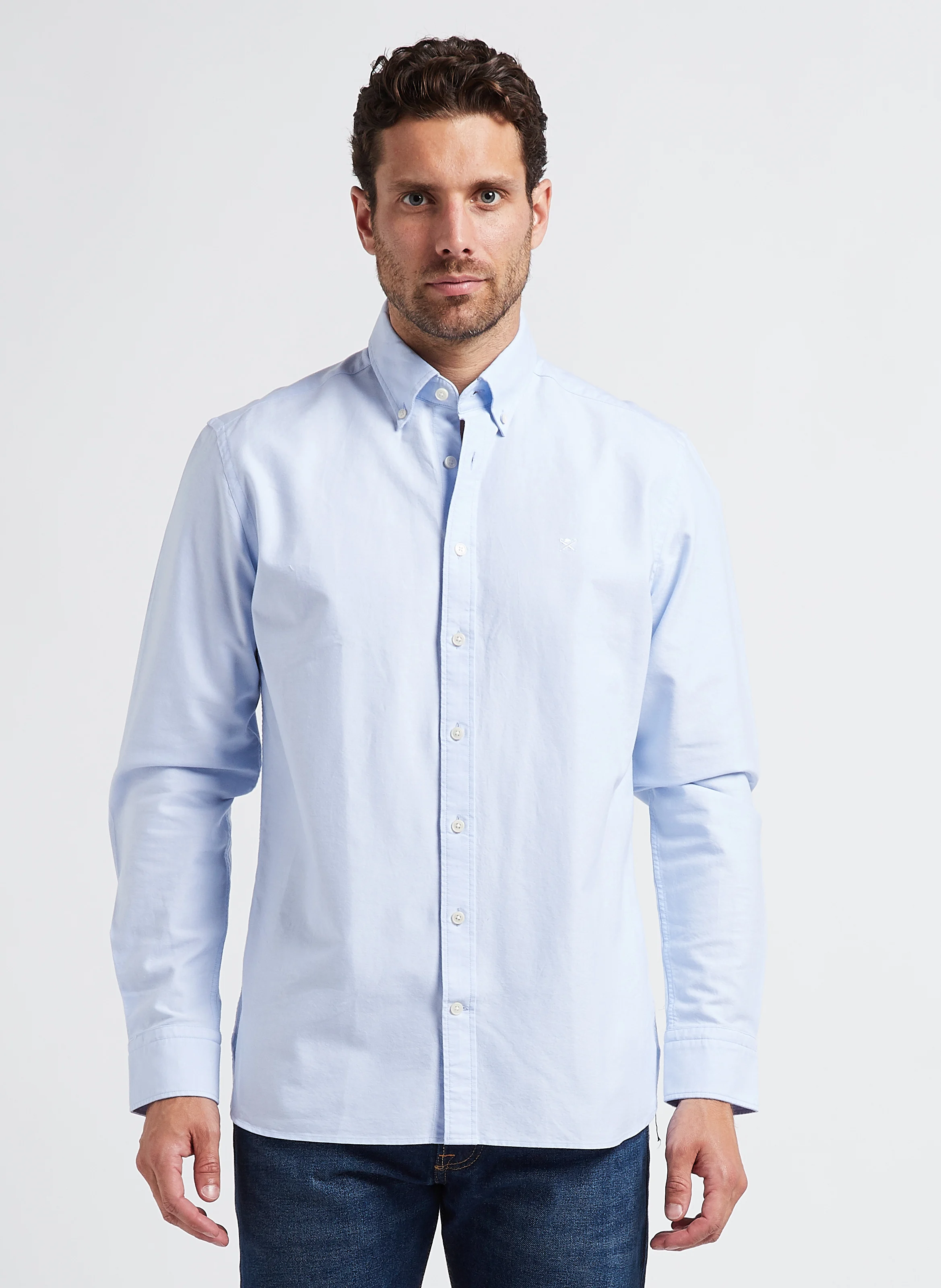 Chemise col classique en coton| Bleu