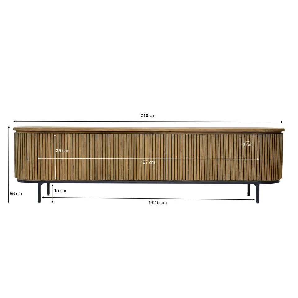 Livingfurn - TV-meubel - Lausanne - Teakhout - 210cm