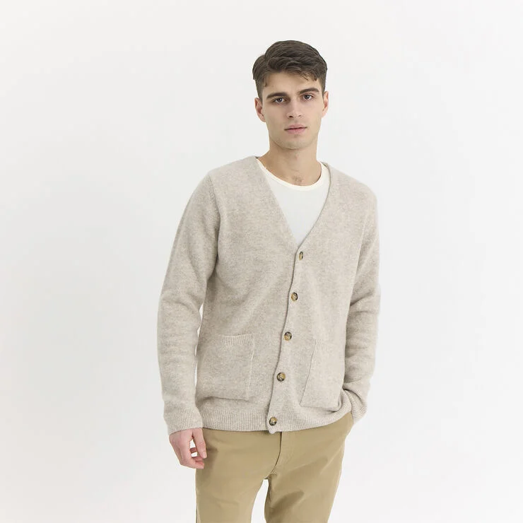 By Garment Makers Tiger Knit Cardigan Ecru