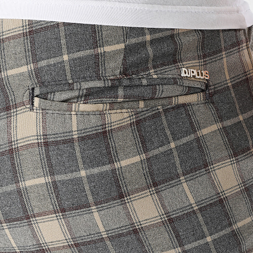 Pantalon A Carreaux Beige Gris
