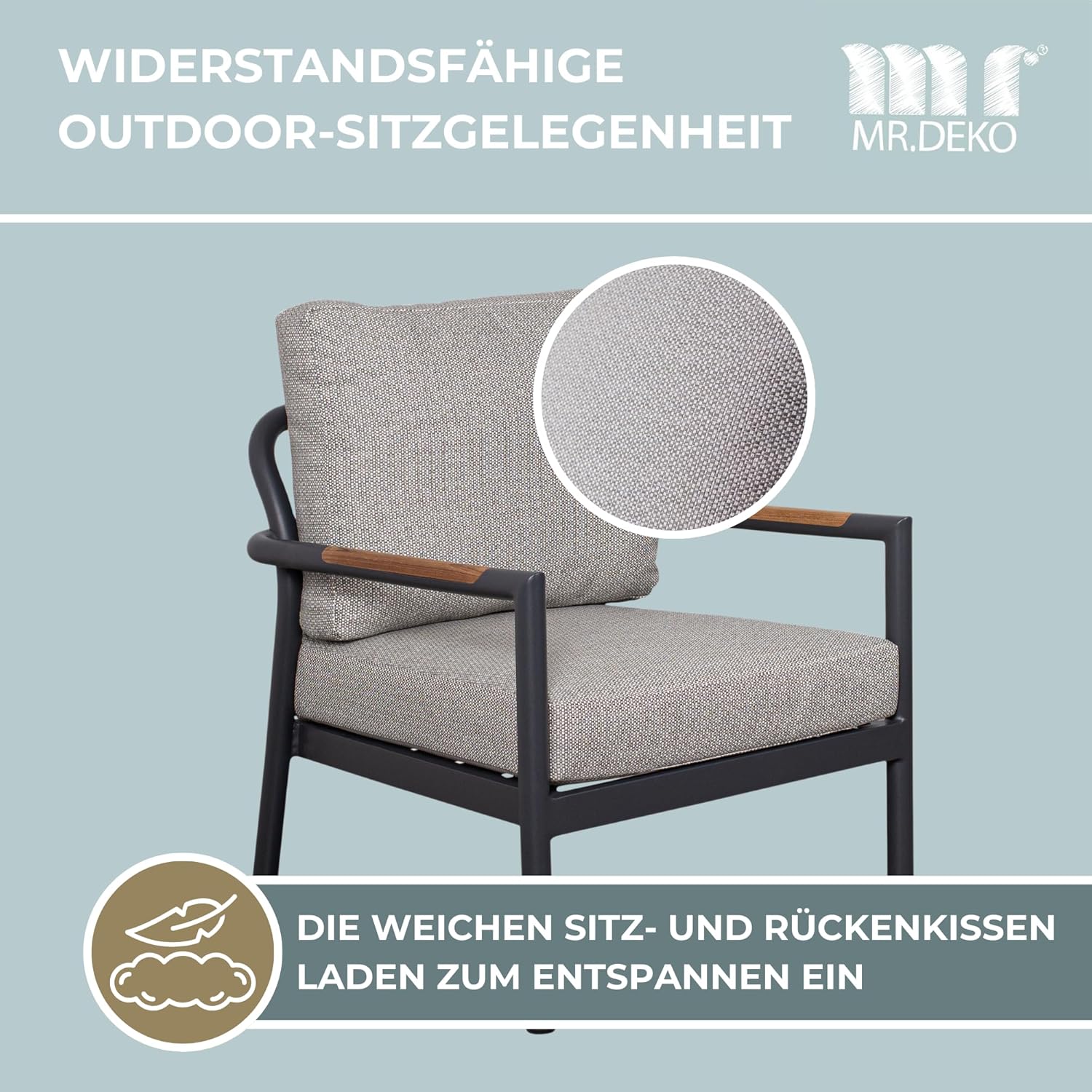 Loungeset Bilbao Grey Aluminium | Gartenmöbelset 4-teilig 2 x Sessel & 1 x 2er Sofa & 1 Tisch | Outdoormöbelset Alu & Sitz- Rückenkissen Rope | Stabil & wetterfest | Gartenmöbelgarnitur