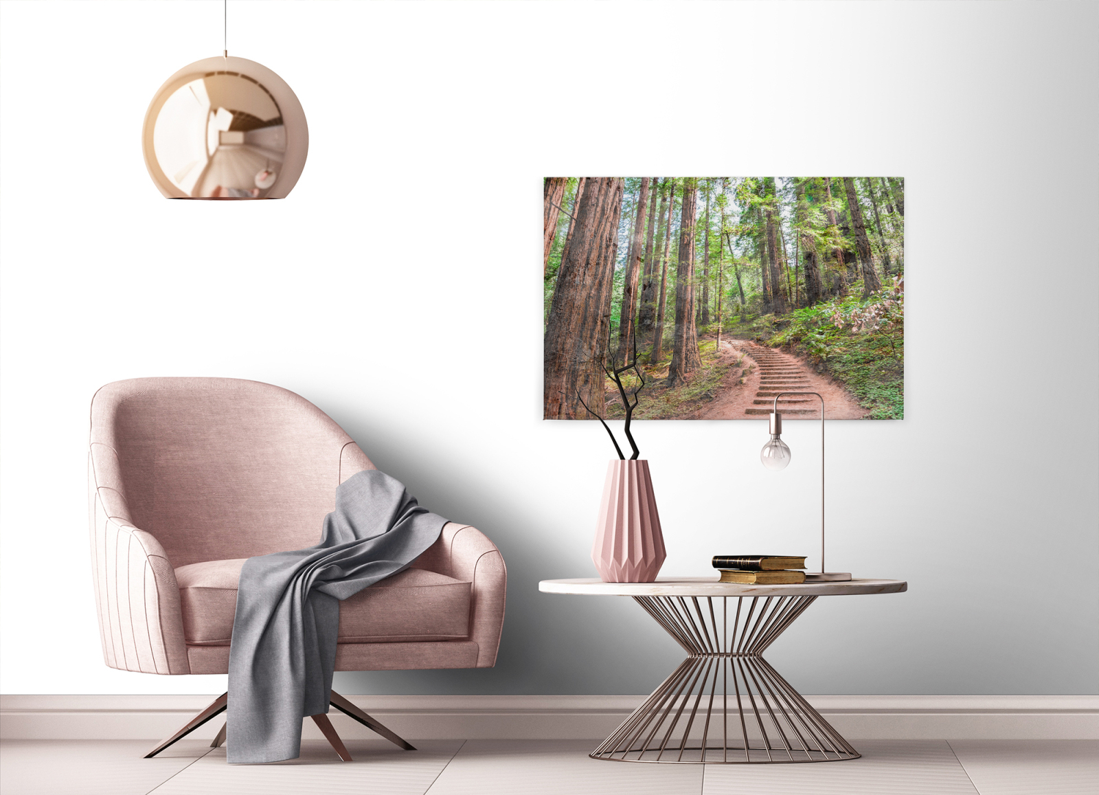 Leinwandbild WALDWEG - grün - 90x60 cm