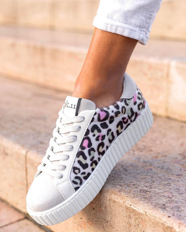 Basket femme creepers multicolore à lacets - CL59 MULTI