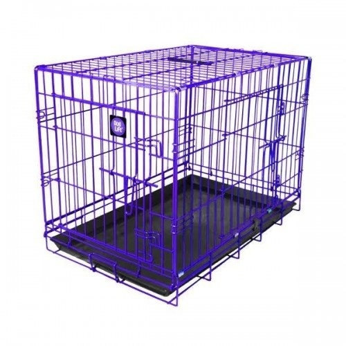 Gaiola para cachorro com duas portas, roxa