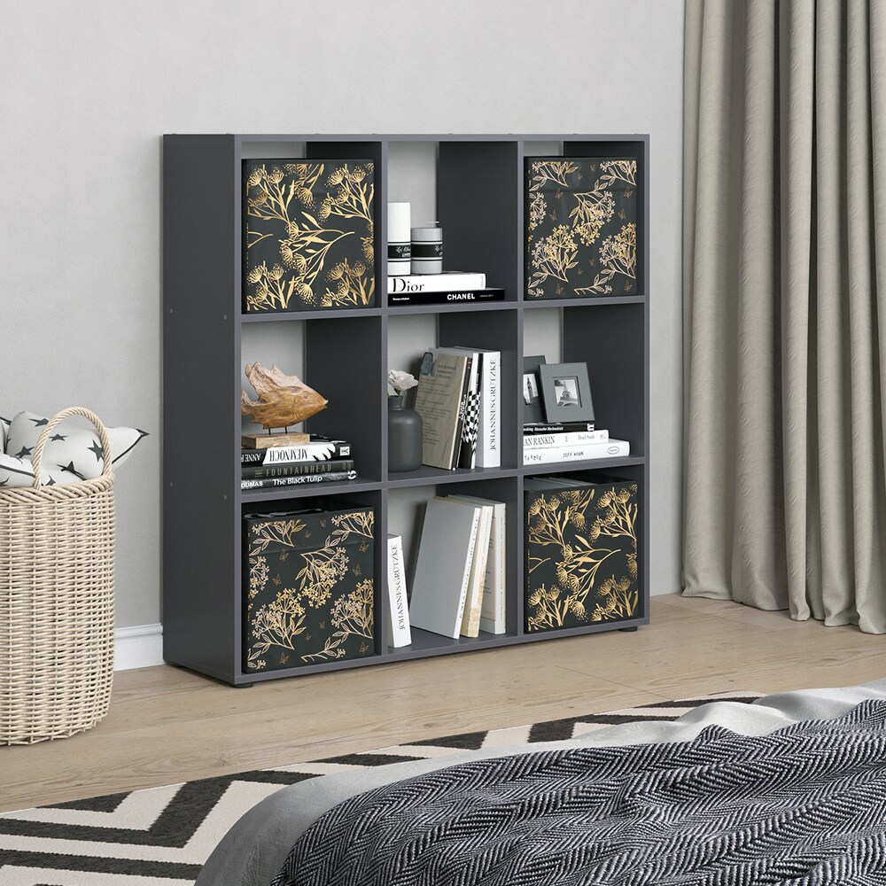Vicco Raumteiler Würfelregal Standregal Nove Schwarz Faltbox Wohnzimmer Regal 104x108 cm modern Ablage 9 Fächer Dekoregal Ordnerregal Aufbewahrung