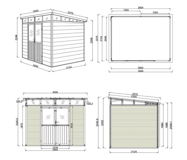 Weide Gartenhaus, ca. B278/H226/T218 cm