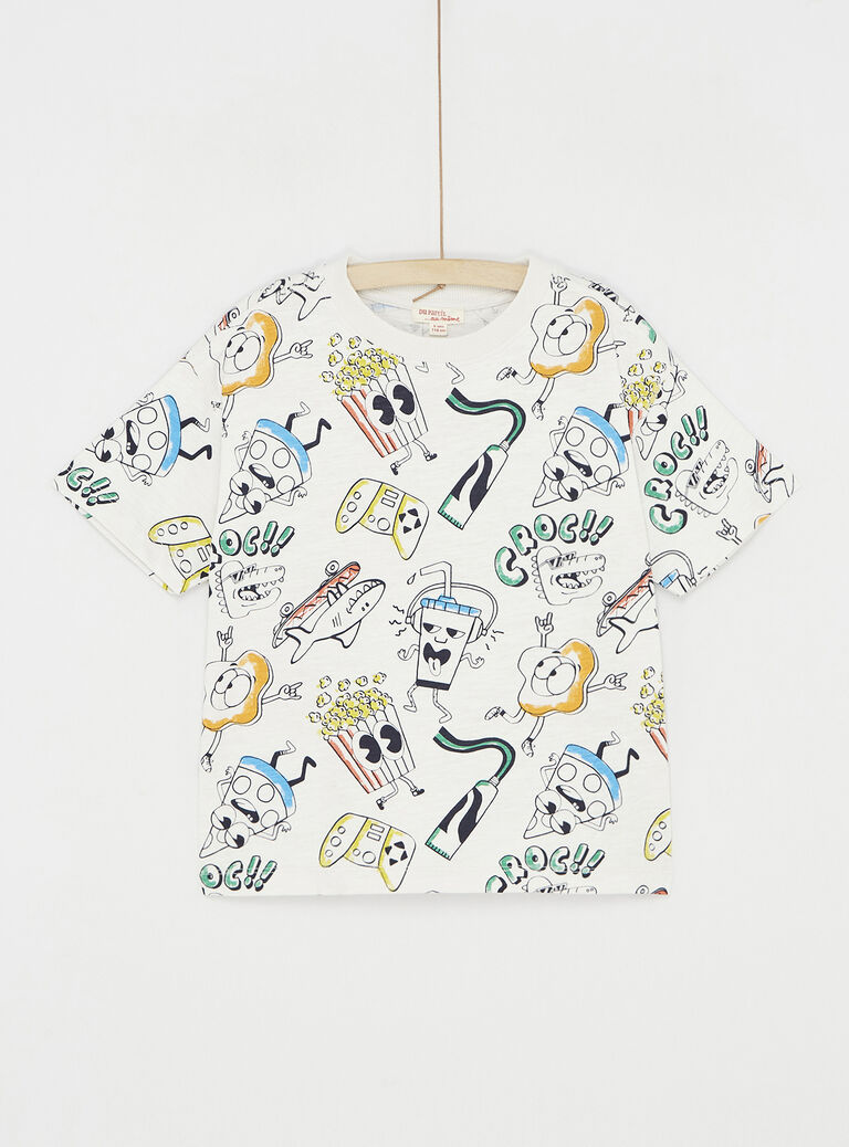 T-shirt écru à imprimé pour garçon