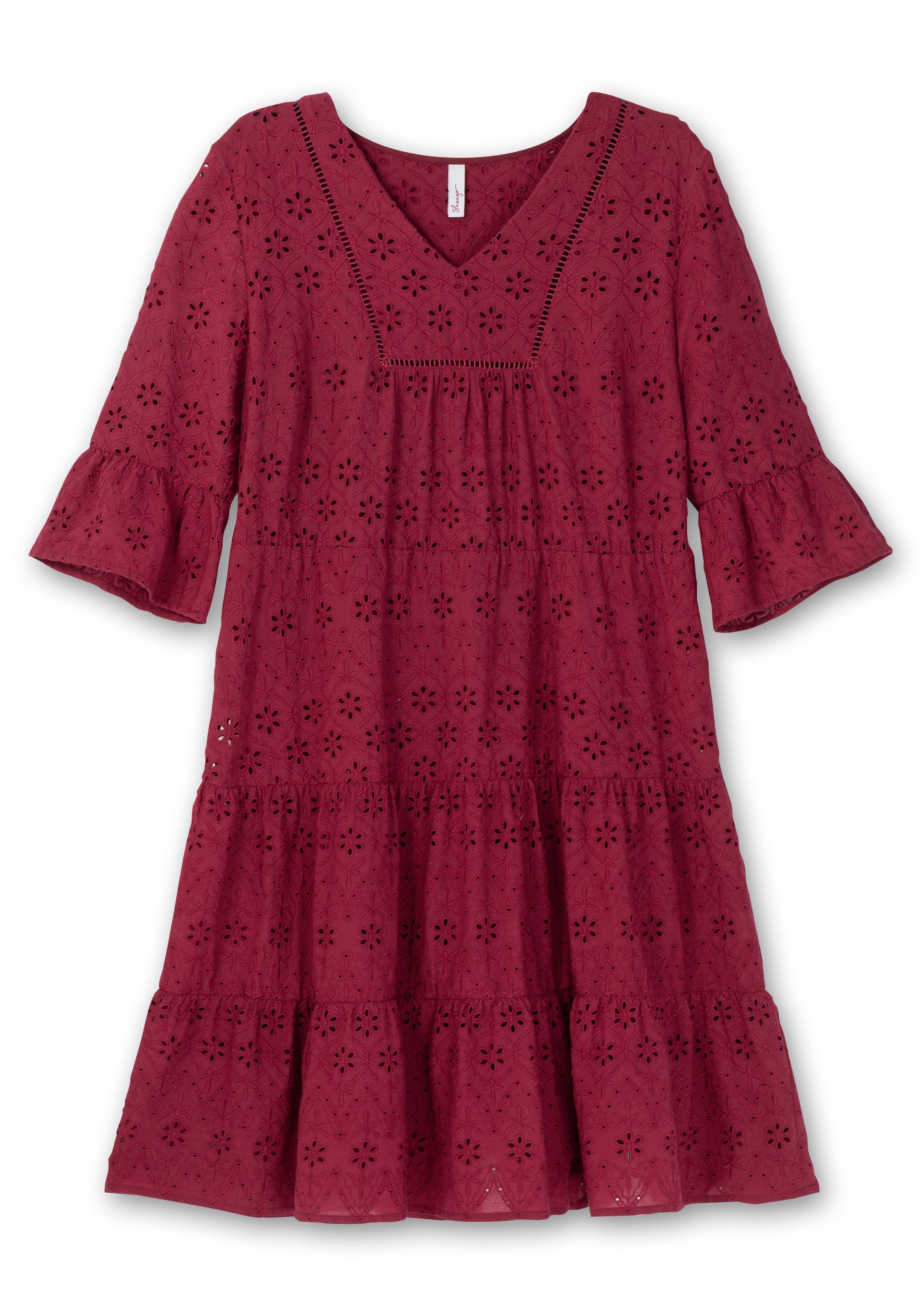Lochstickerei-Kleid in Kaskadenform