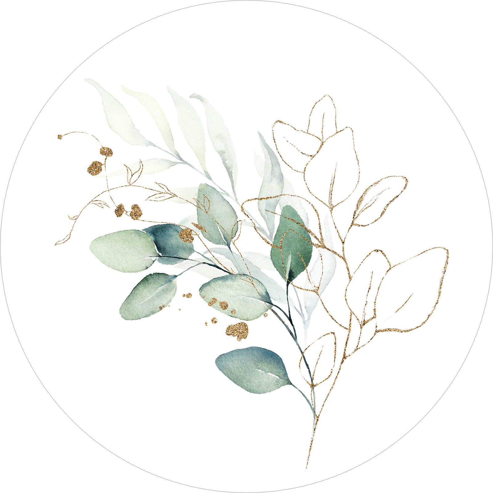 PRO ART Glas-Art Bild WATERCOLOURED LEAVES II Ø 20 cm mehrfarbig