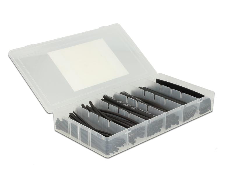 Delock Schrumpfschlauch 100-teilig Sortimentsbox, schwarz Delock Schrumpfschlauch Box 100-teilig schwarz
