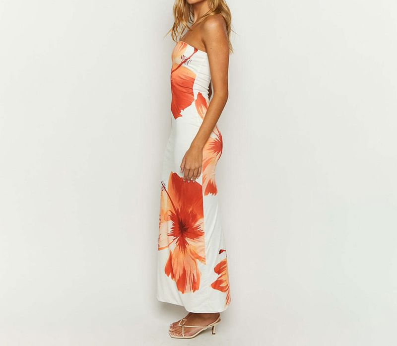 Erodite - Maxi-jurk met bloemenprint en kokerrok