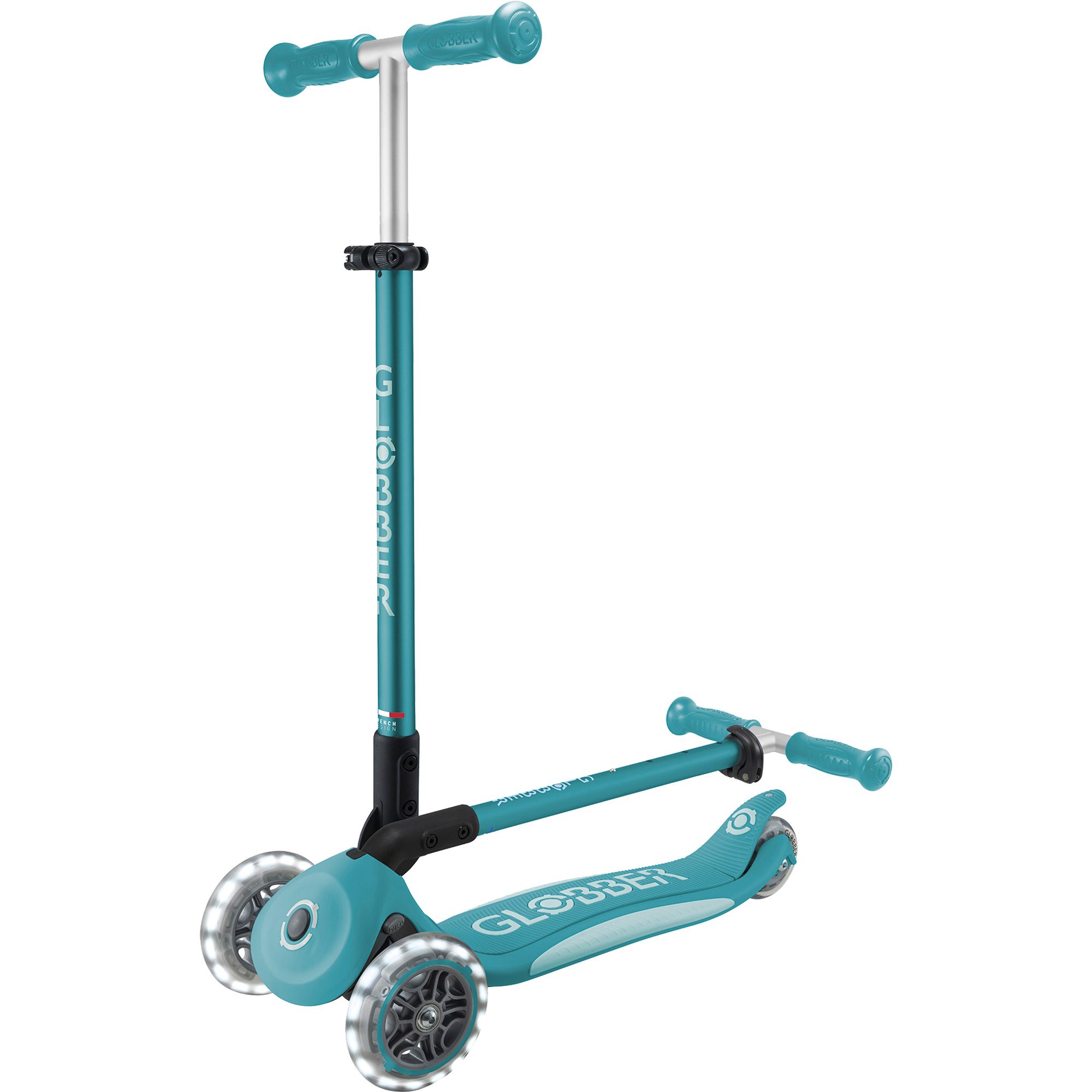 Globber Primo Foldable Lights Plus V2 Scooter Kinder aqua bleu