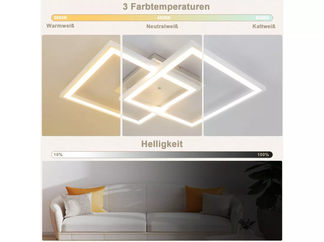 NETTLIFE Plafonnier LED Lampe de Chambre à Coucher RVB à Changement de Couleur Lampe à intensité Variable Moderne avec télécommande 35 W Salon
