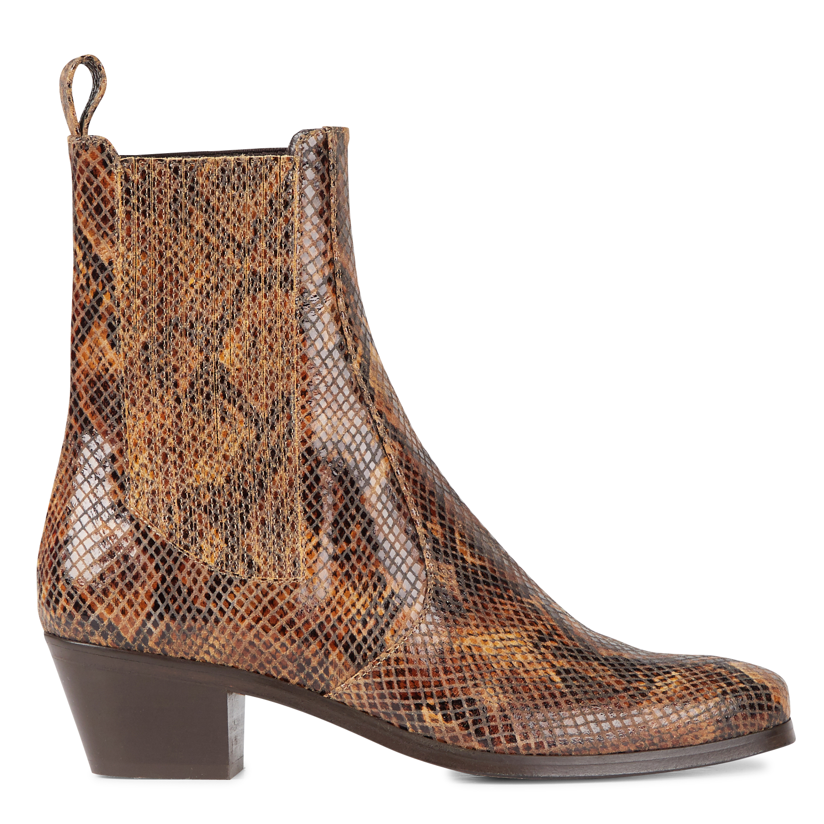 GAZETTE - Bottines en cuir imprimé motif python | Marron