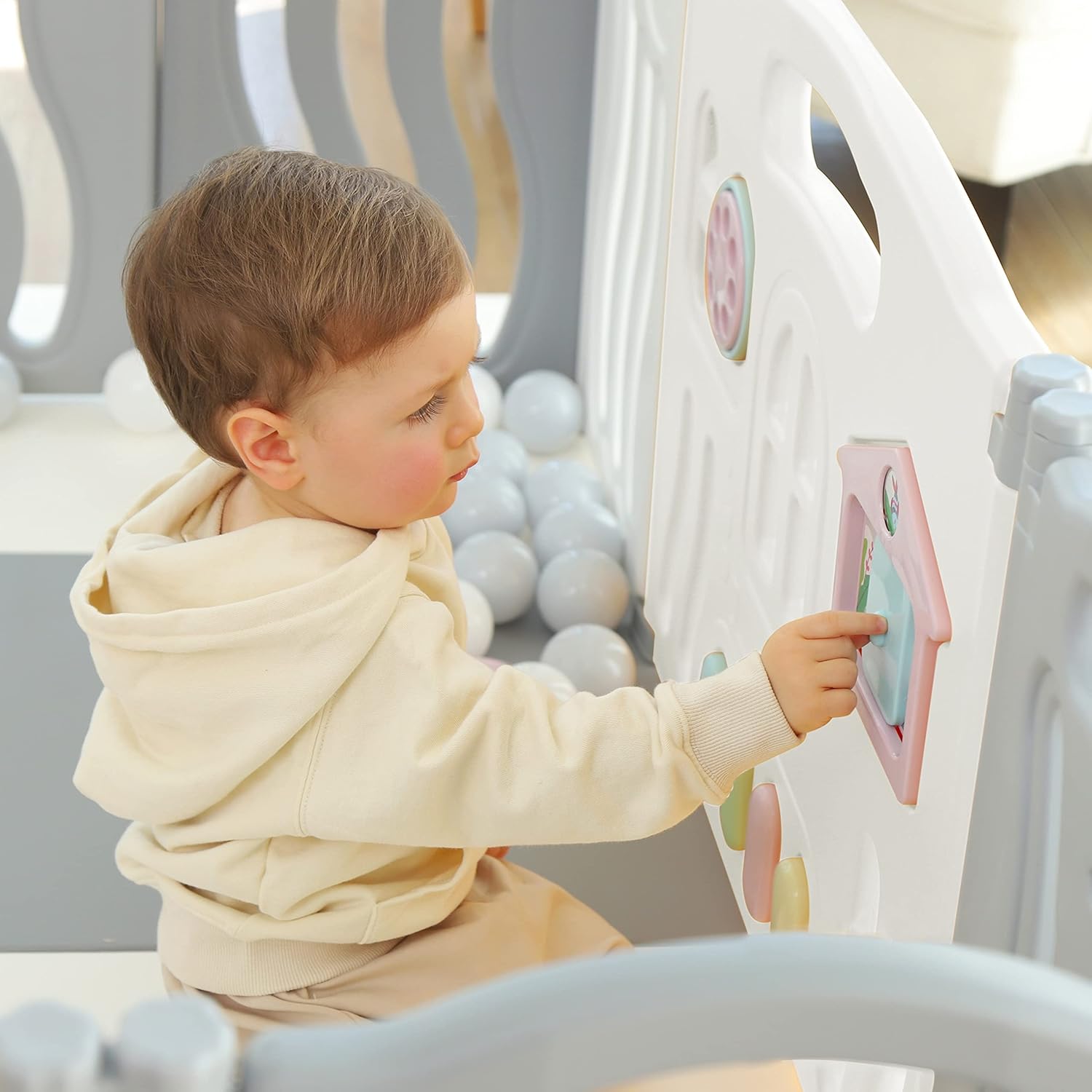 Gupamiga Parc Bebe Modulable 150 x 180 cm, Parc Enfant, Parc de Jeux Bébé, Blanc