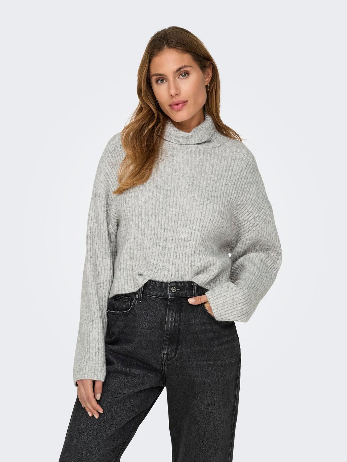 ONLMELANIE Strickpullover Light Grey Melange