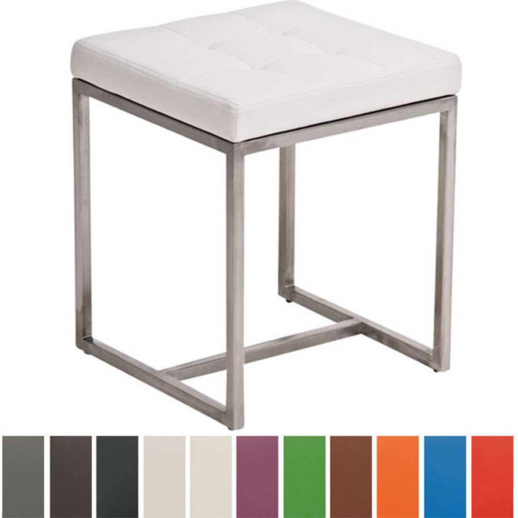 CLP Edelstahl-Sitzhocker Barci Kunstleder I Moderner Hocker Mit Hochwertiger Polsterung Und Bodenschonern I In Vielen Farben