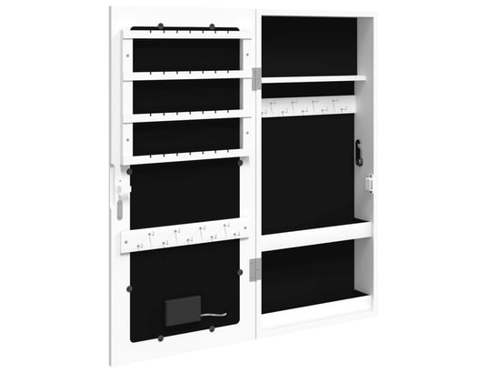 VIDAXL - Armoire à bijoux avec miroir et éclairage led mural blanc