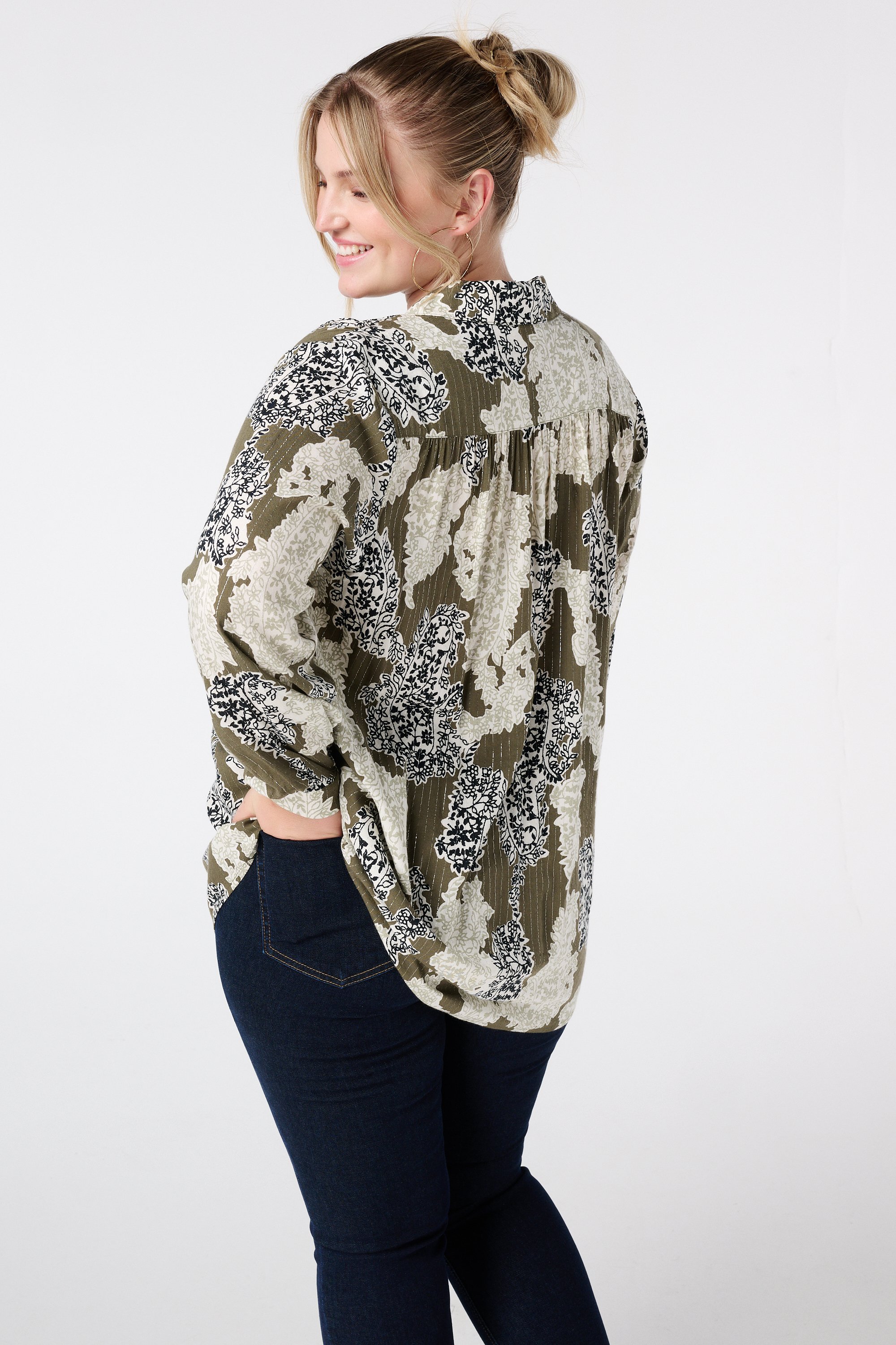 Blouse met print Multi Khaki