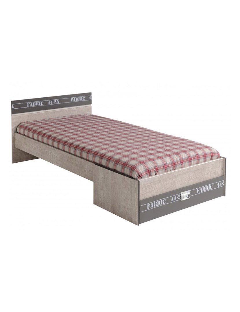 Fabric Bed in Oak and Grey 90x200cm