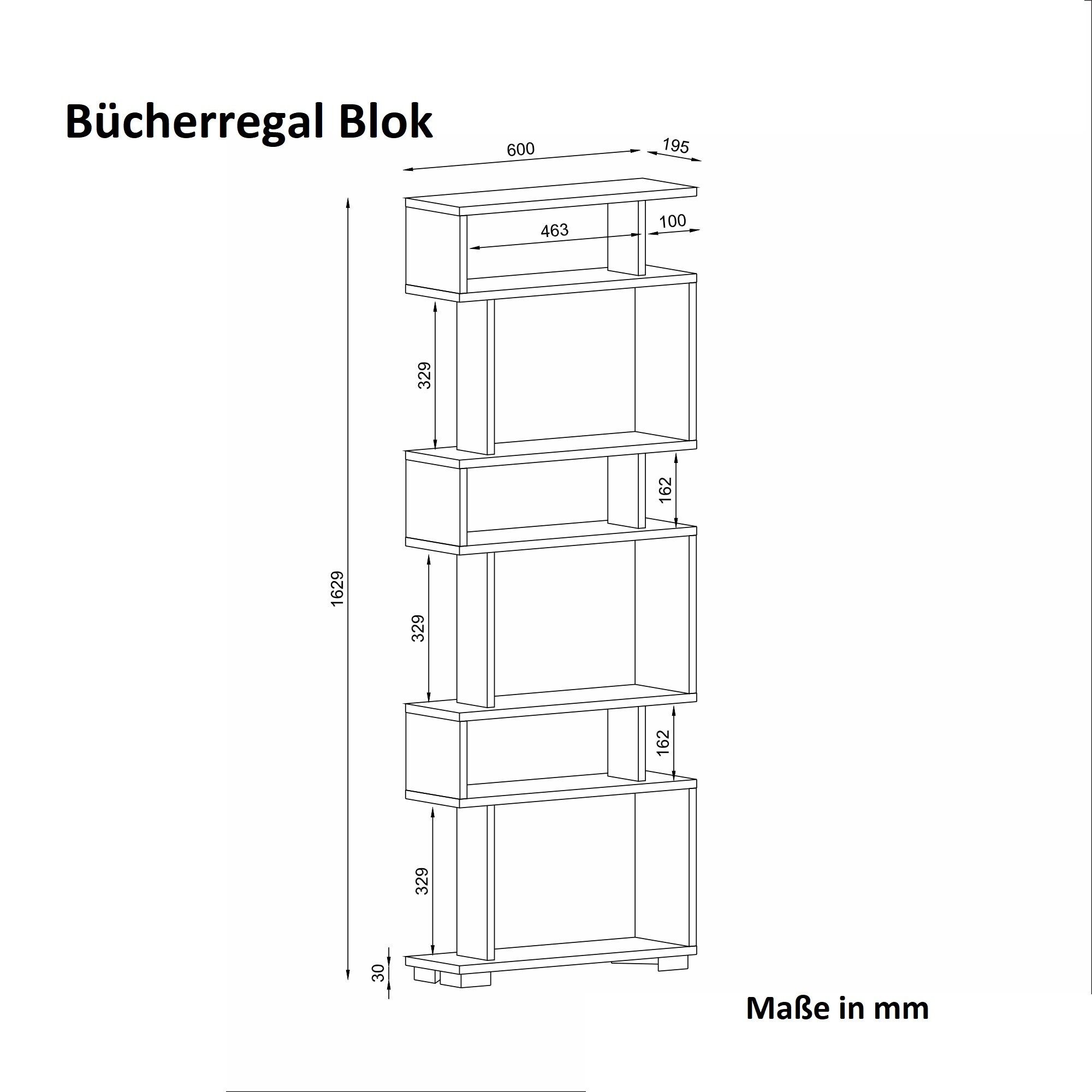 Bücherregal BlokWeiß Walnuss