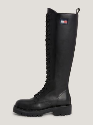 Botas urbanas de couro com cadarço até o joelho
