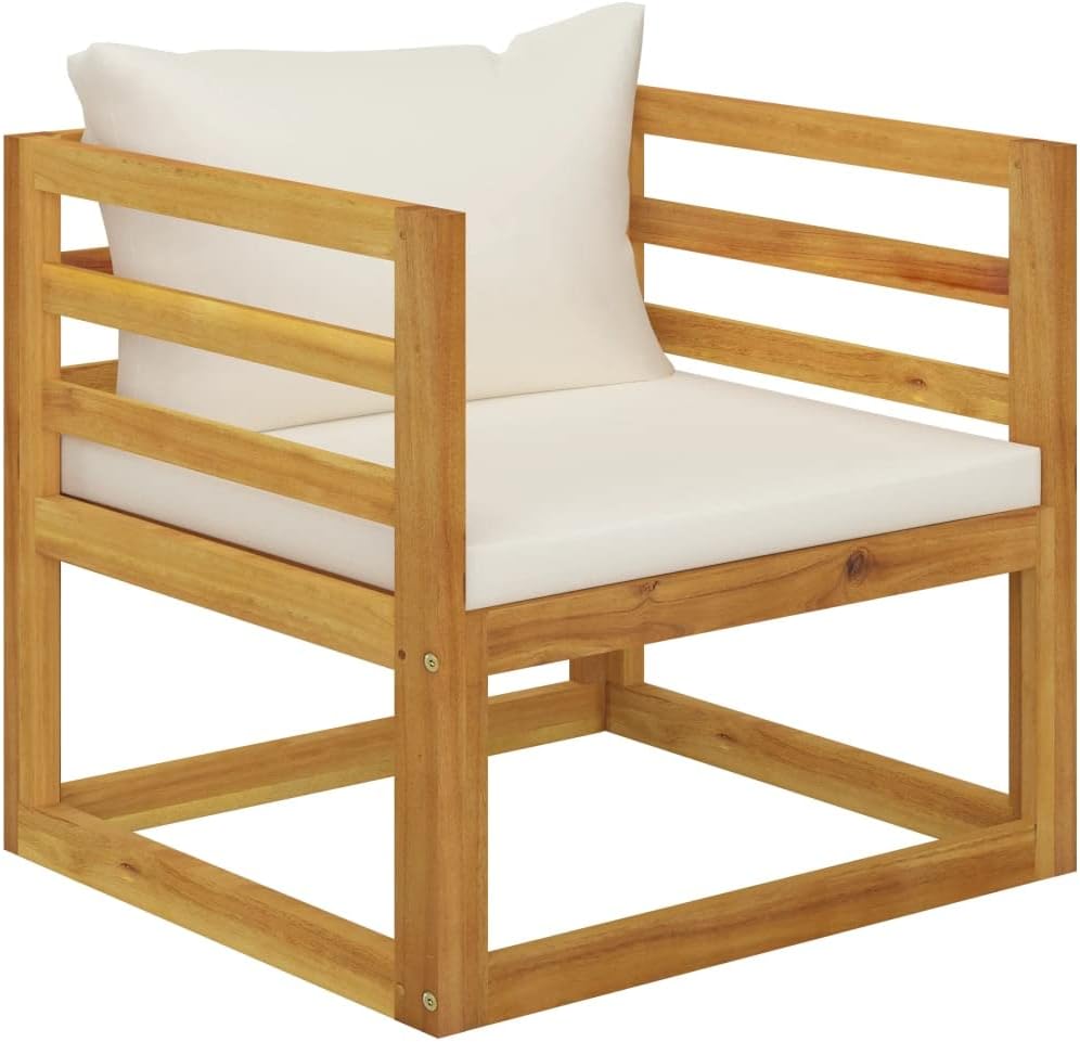 INLIFE 5-TLG. Garten-Lounge-Set mit Auflagen Creme Massivholz Akazie-7640