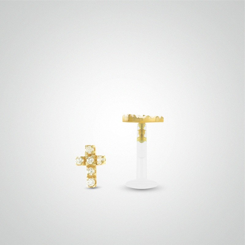 Piercing tragus croix or jaune