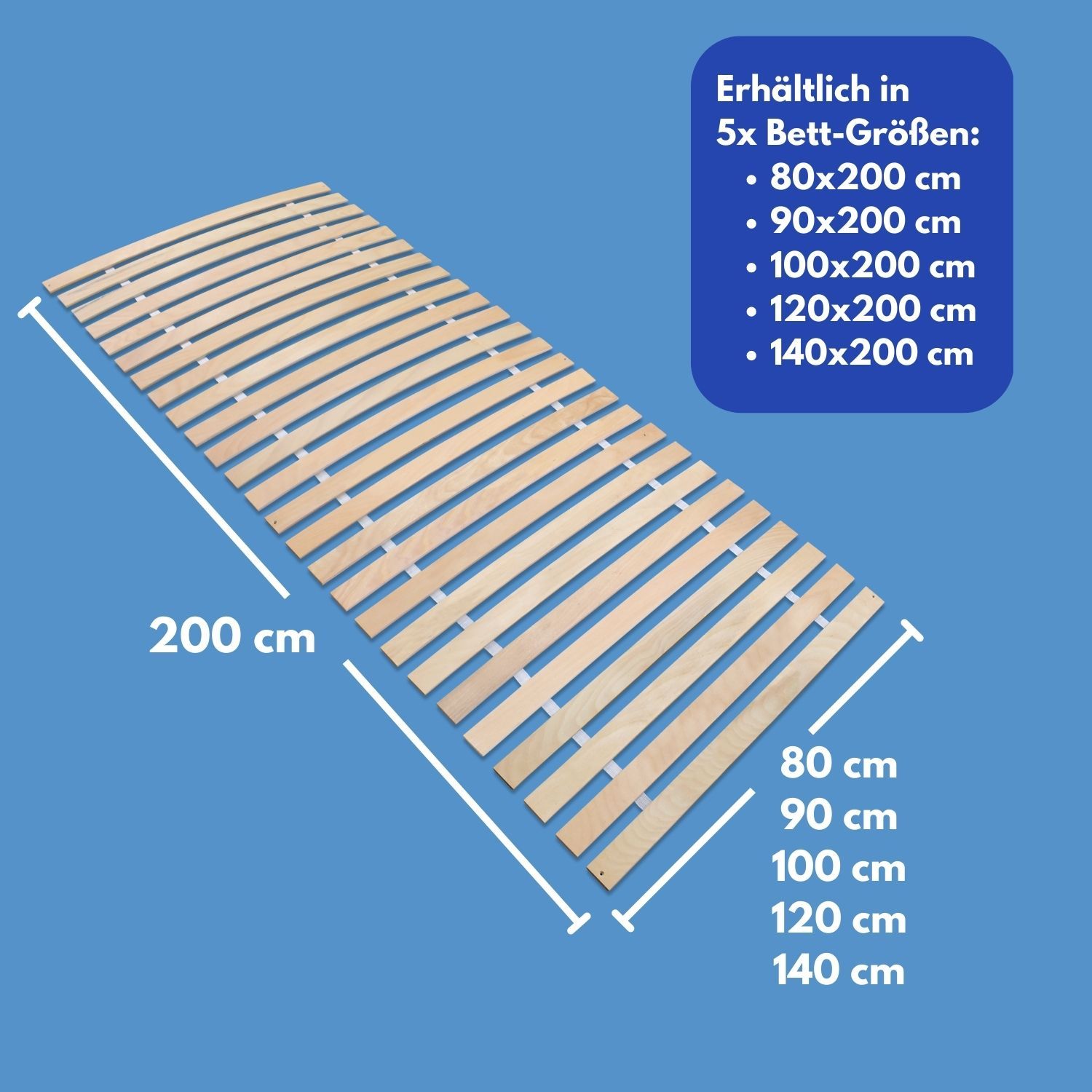 Coemo Premium Rollrost 26 Federleisten Lattenrost Rolllattenrost 90x200cm