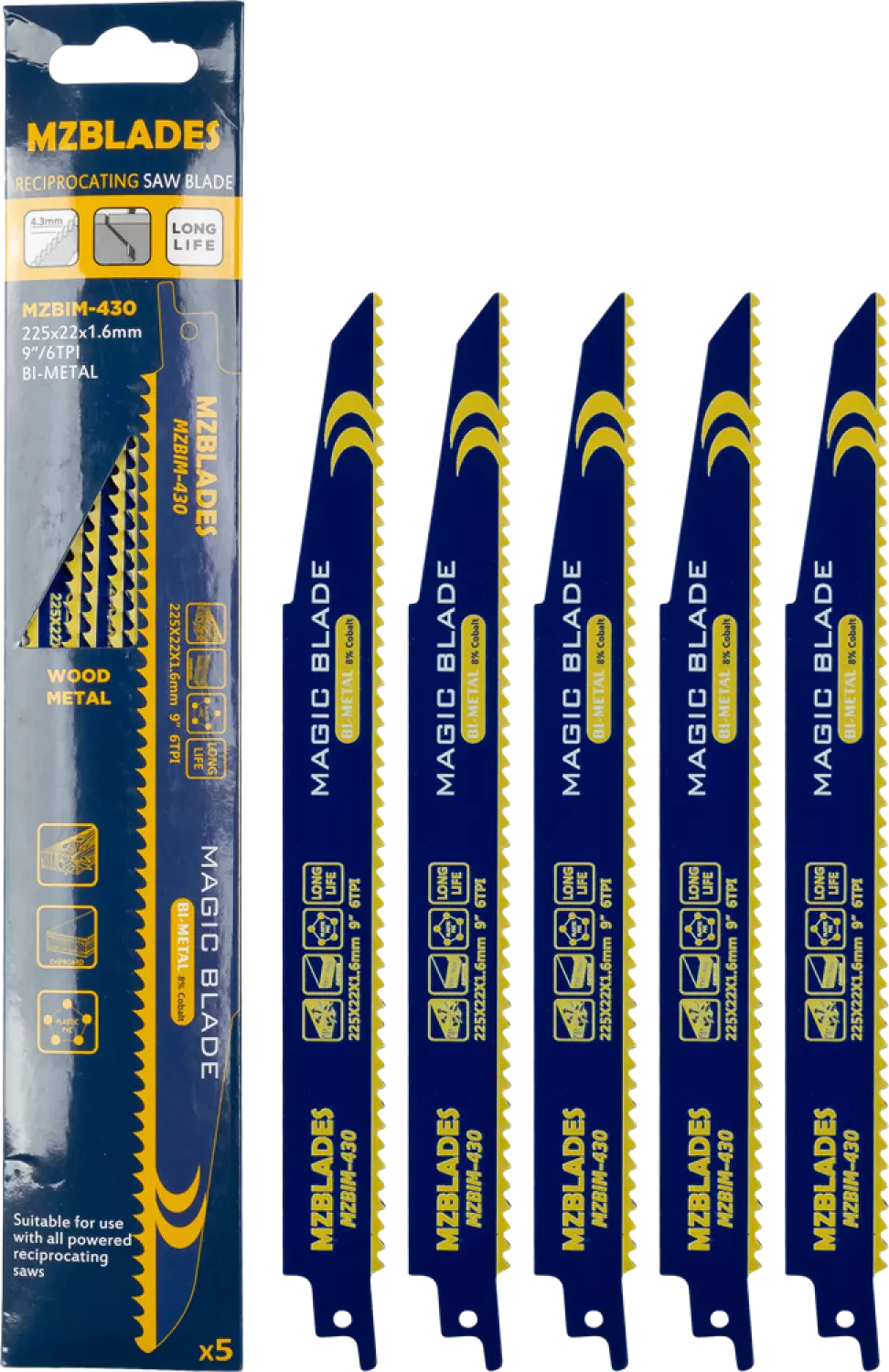 Multizaag MZBIM-430 Reciprozaagblad Bimetaal - 5 stuks