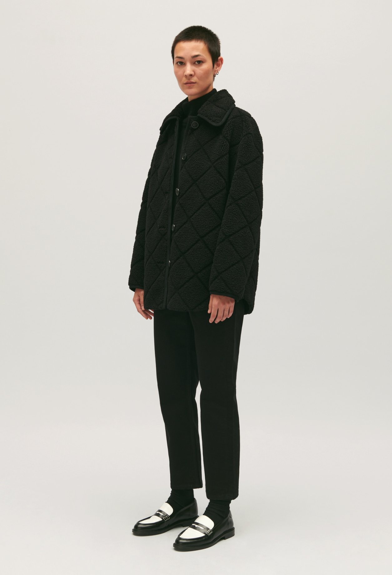 Manteau effet peau lainee