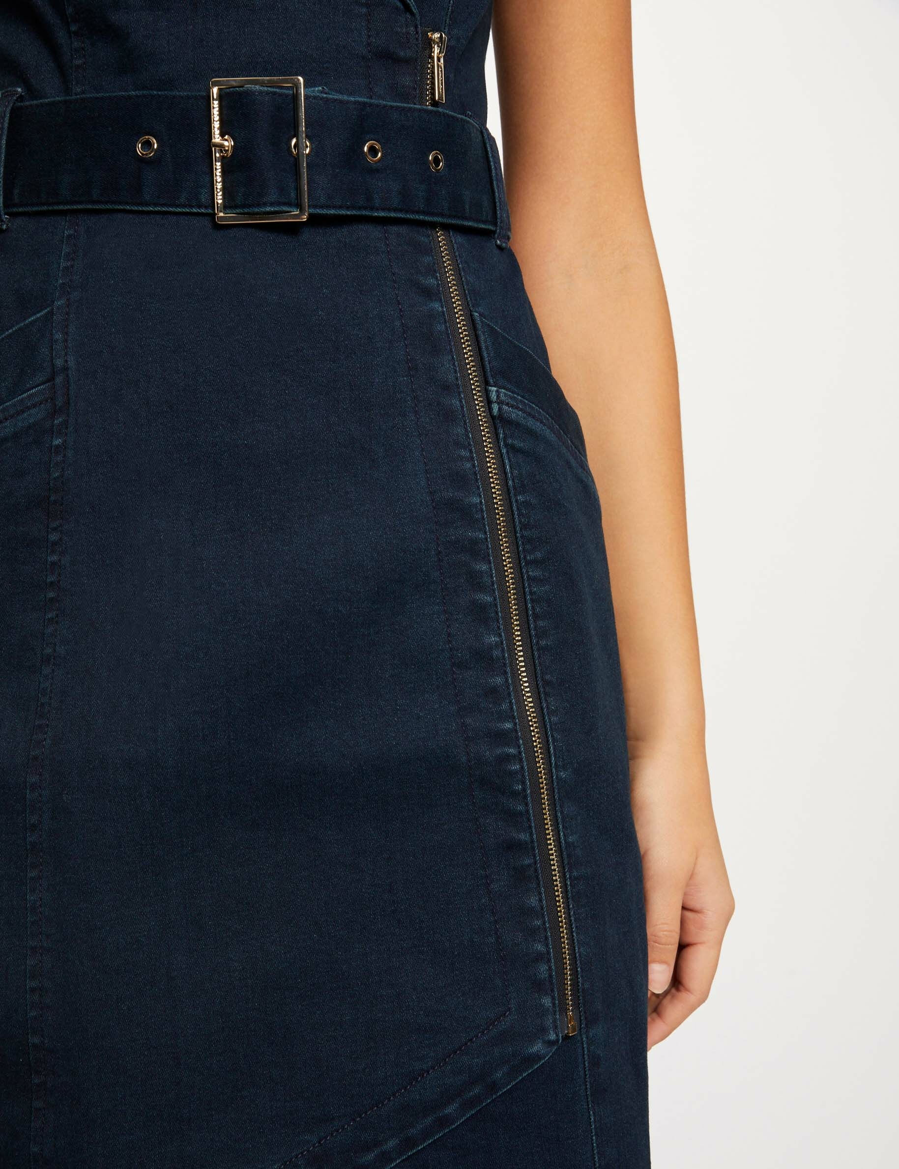 Robe ajustée drapée sans manches en jean jean brut femme - jean_brut