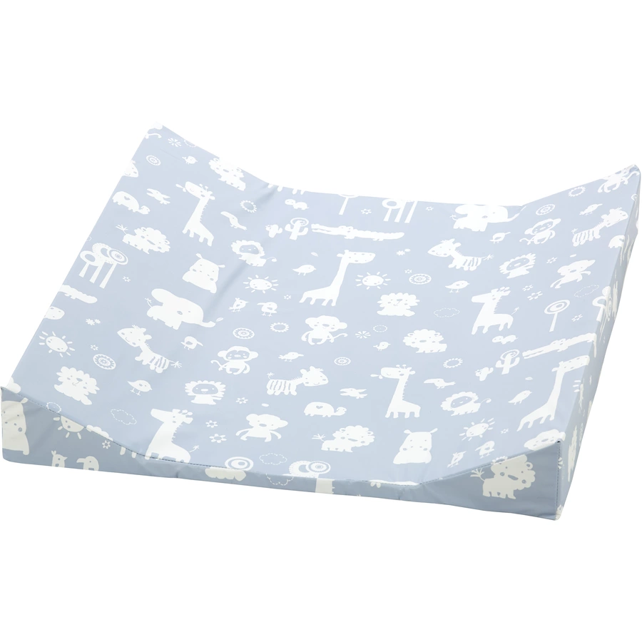 Alvi Wickelauflage 2stg. Keil Folie Zootiere puderblau 68 x 60 cm