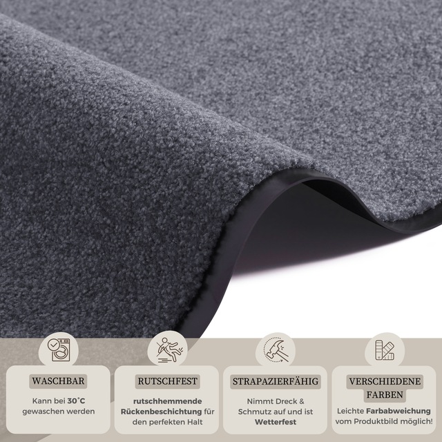 HANSE Home Fussmatte »Wash & Clean« rechteckig 7 mm Höhe Schmutzfangmatte, Türmatte, In- und Outdoor, Teppich, Läufer, waschbar