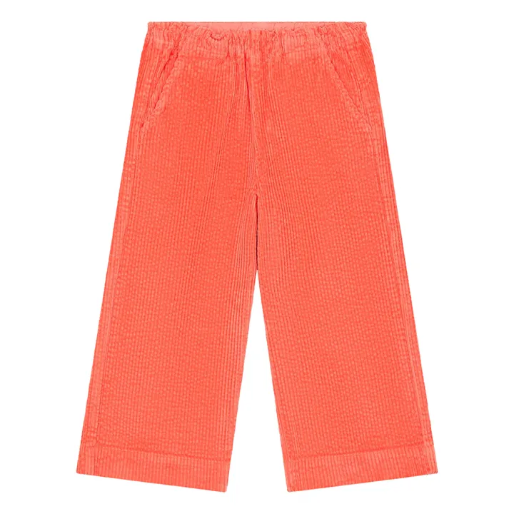 SMALLABLE BASICS Pantalon Droit Fille Elastiqué à la Taille en Velours Côtelé | Corail