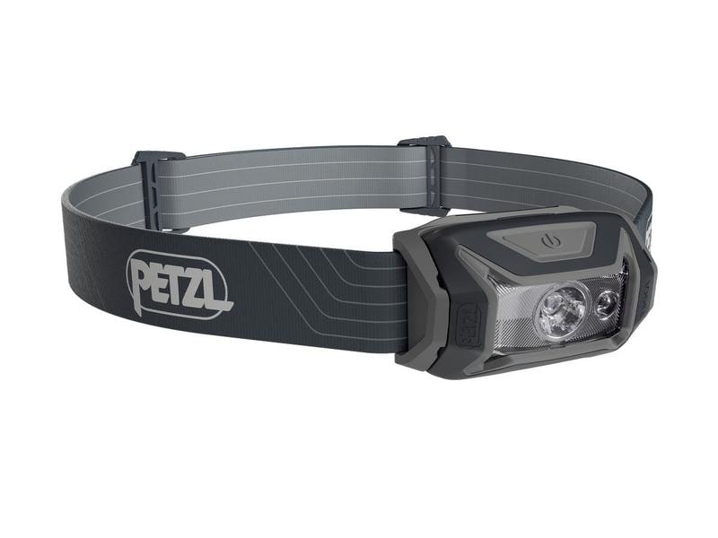 Petzl Stirnlampe Tikka, Grau, 350 lm Kompakte LED-Stirnlampe mit automatischem Grössenwechsel
