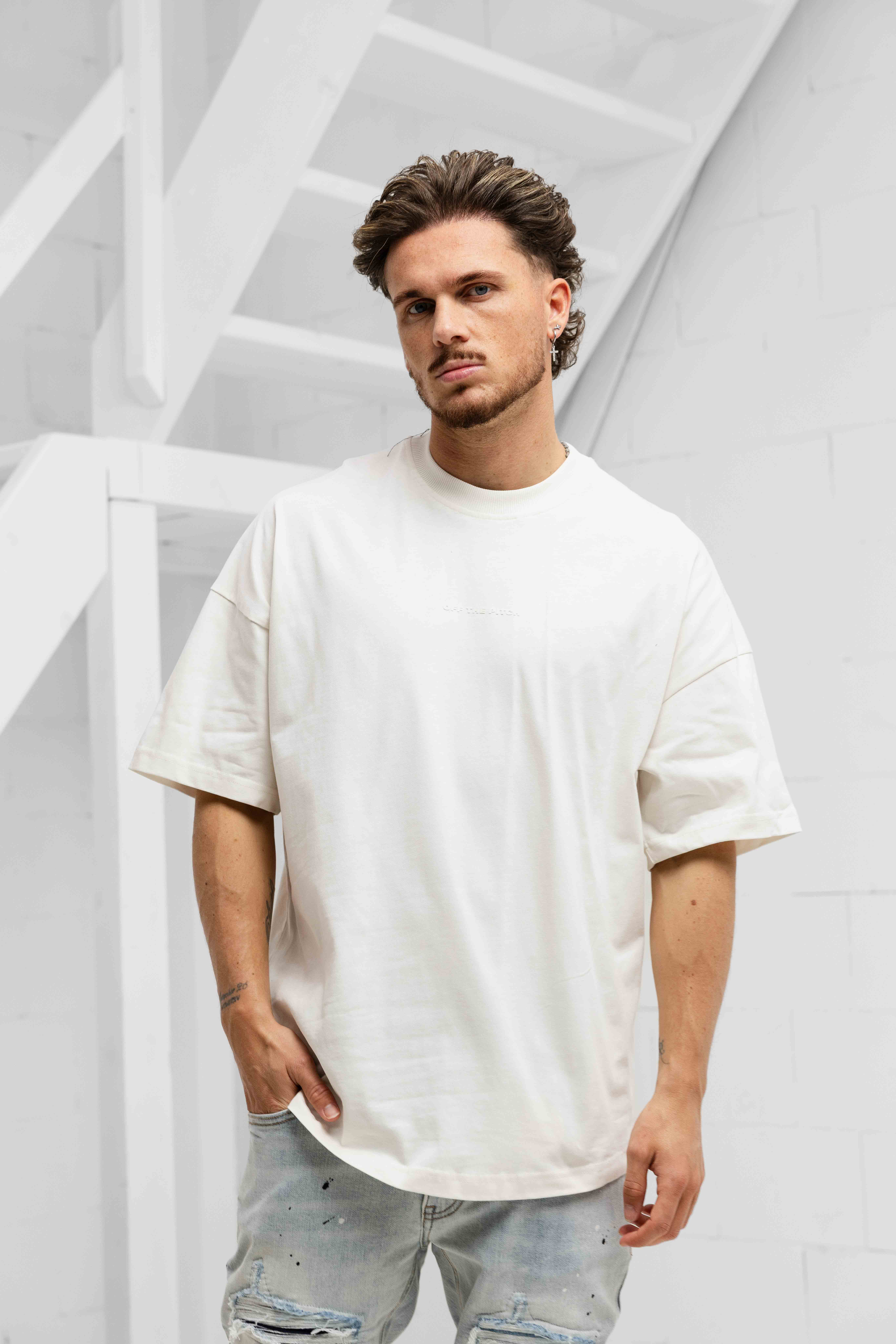Off The Pitch Dragon Oversized T-Shirt Heren Gebroken Wit